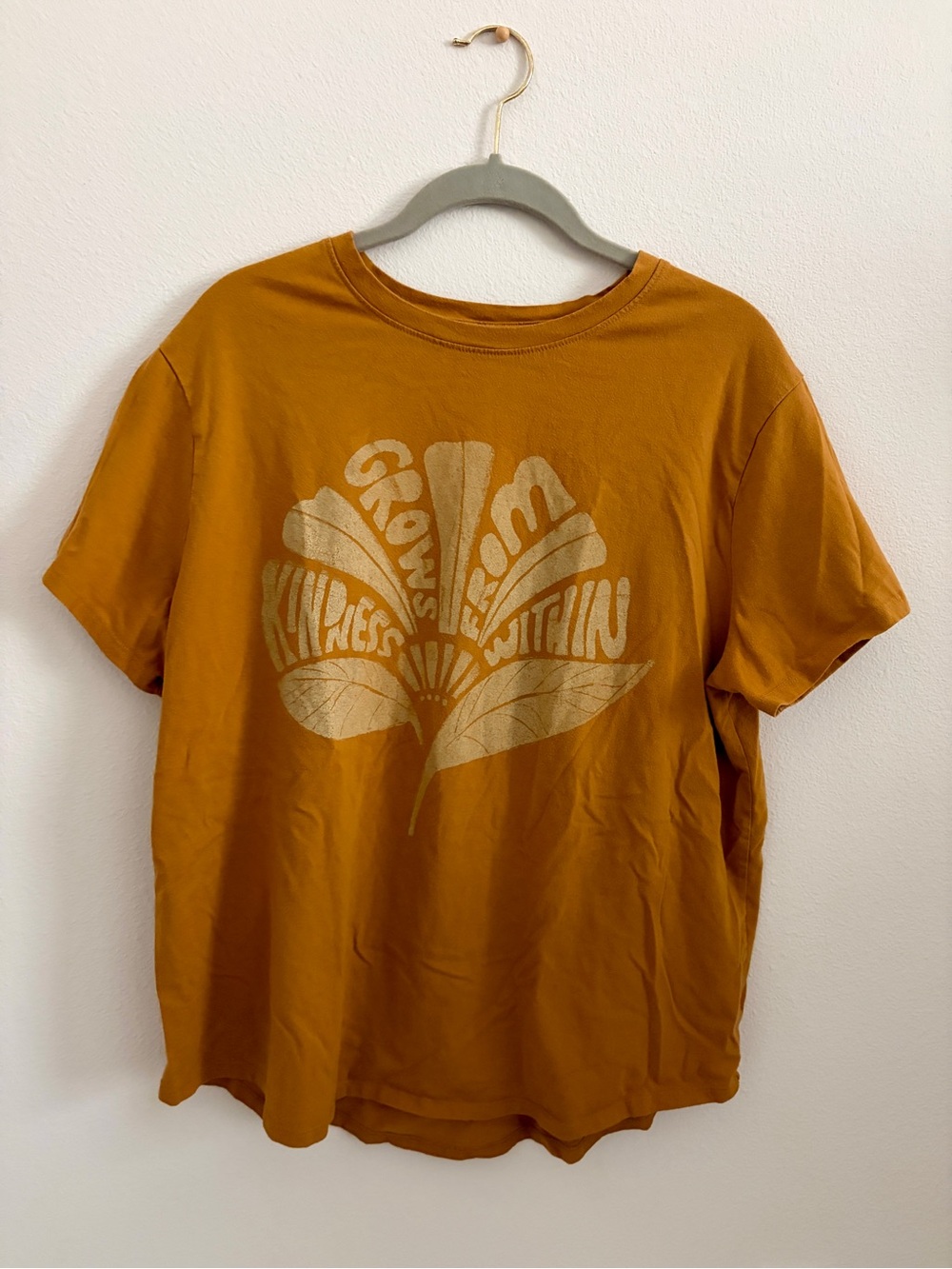 “Kindness Grows From Within”-Retro Graphic Tee in Mustard
